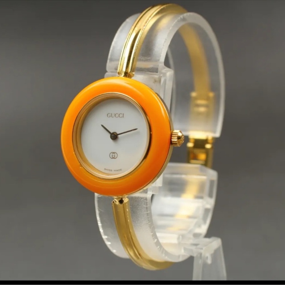 GUCCI Italian Swiss Quartz 14k Gold Plated Bracelet Watch